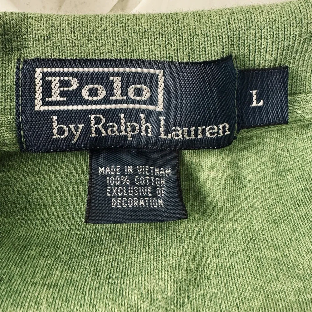 VTG 90s POLO RALPH LAUREN SHIRT L Sage Green Pink Pony Oversize Fit Short Sleeve